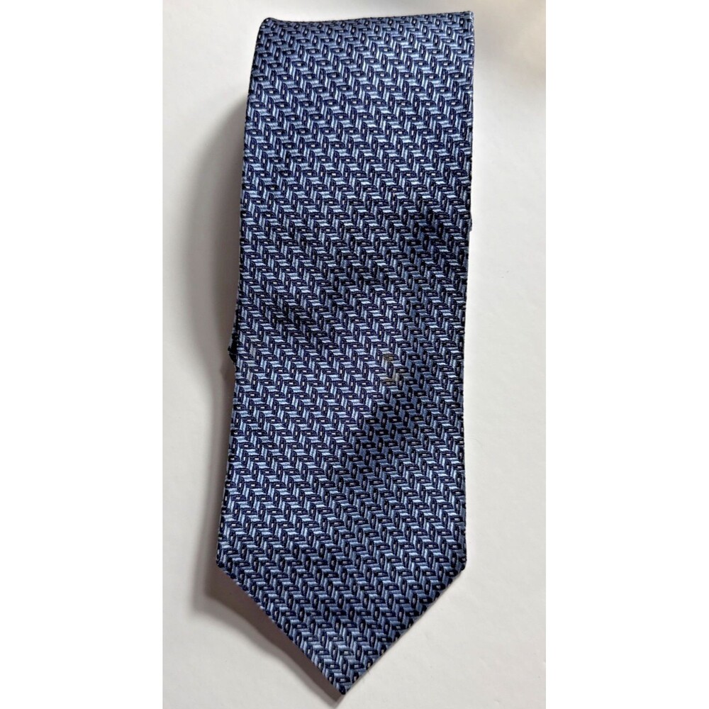 Brooke Brothers Silk Men's Tie Blue Black Makers XL62" Long 3 3/8" Wide
